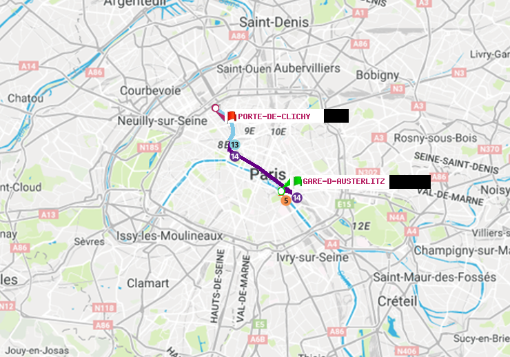 plan itinéraire ratp de Gare d
