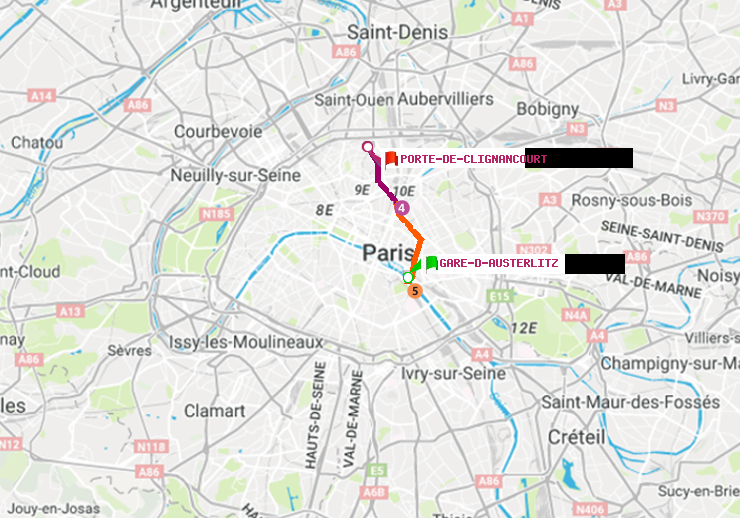 plan itinéraire ratp de Gare d