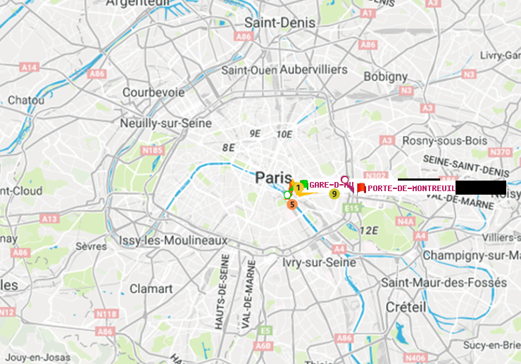 plan itinéraire ratp de Gare d