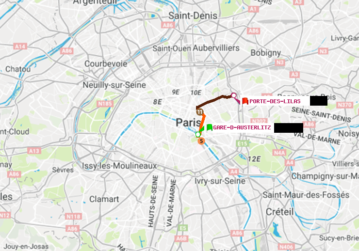 plan itinéraire ratp de Gare d