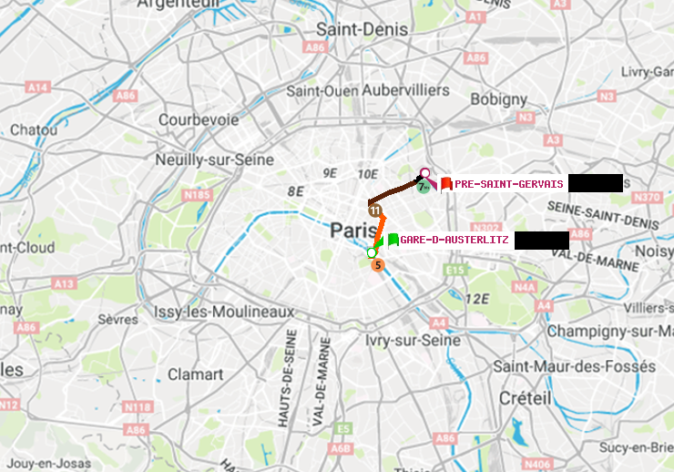 plan itinéraire ratp de Gare d