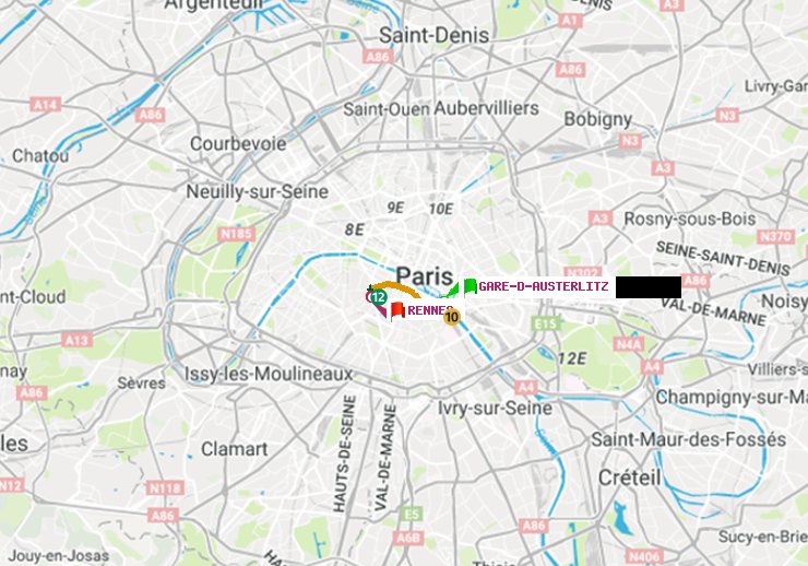 plan itinéraire ratp de Gare d