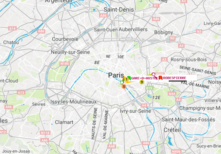 plan itinéraire ratp de Gare d