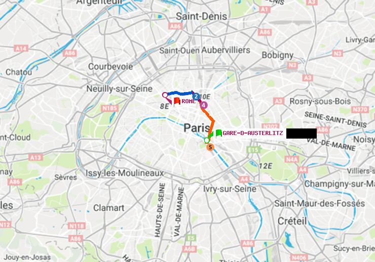 plan itinéraire ratp de Gare d