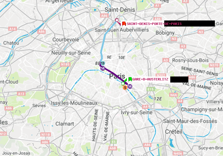 plan itinéraire ratp de Gare d