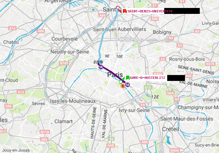 plan itinéraire ratp de Gare d