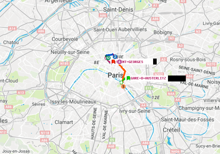 plan itinéraire ratp de Gare d
