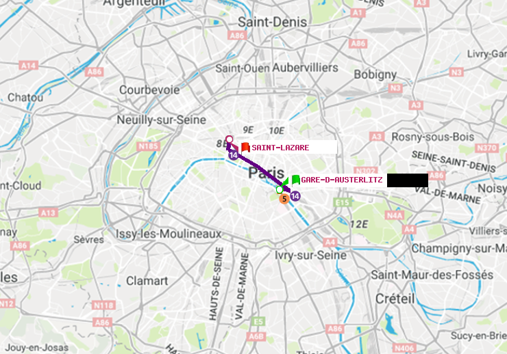 plan itinéraire ratp de Gare d