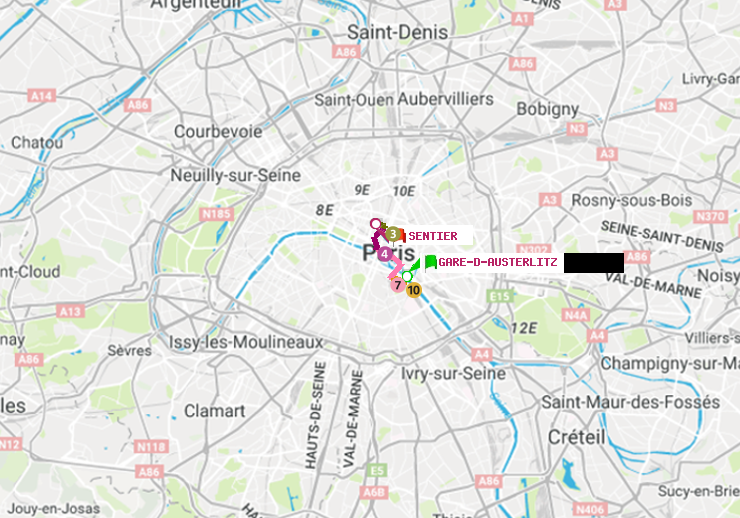 plan itinéraire ratp de Gare d