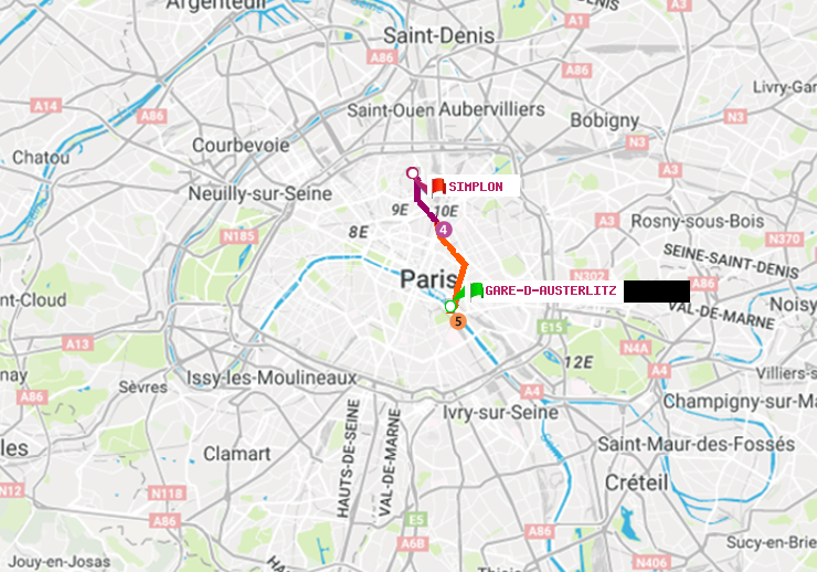 plan itinéraire ratp de Gare d
