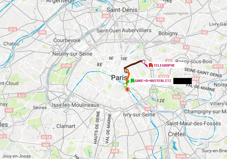 plan itinéraire ratp de Gare d