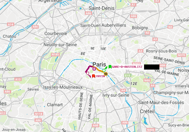 plan itinéraire ratp de Gare d