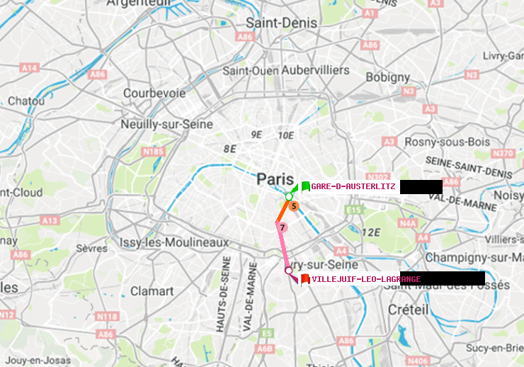 plan itinéraire ratp de Gare d