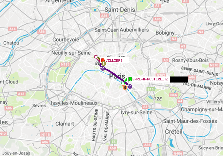 plan itinéraire ratp de Gare d