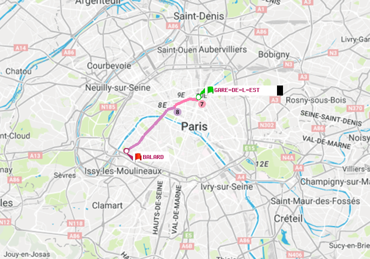 plan itinéraire ratp de Gare de l