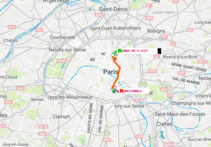 plan itinéraire ratp de Gare de l