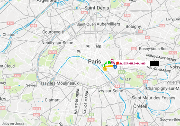 plan itinéraire ratp de Gare de Lyon à Alexandre-Dumas