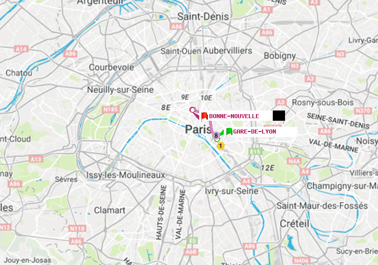 plan itinéraire ratp de Gare de Lyon à Bonne Nouvelle