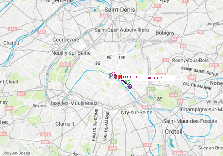 plan itinéraire ratp de Gare de Lyon à Châtelet