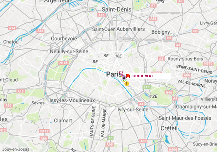 plan itinéraire ratp de Gare de Lyon à Chemin Vert