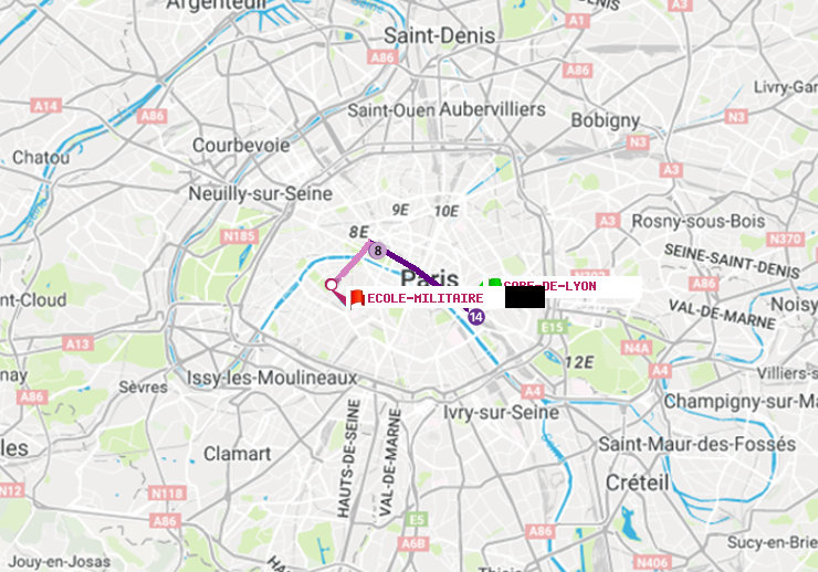 plan itinéraire ratp de Gare de Lyon à Ecole Militaire