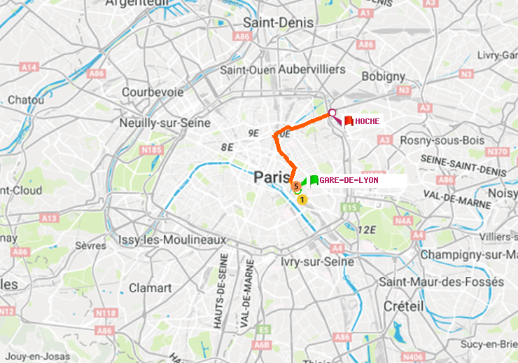plan itinéraire ratp de Gare de Lyon à Hoche