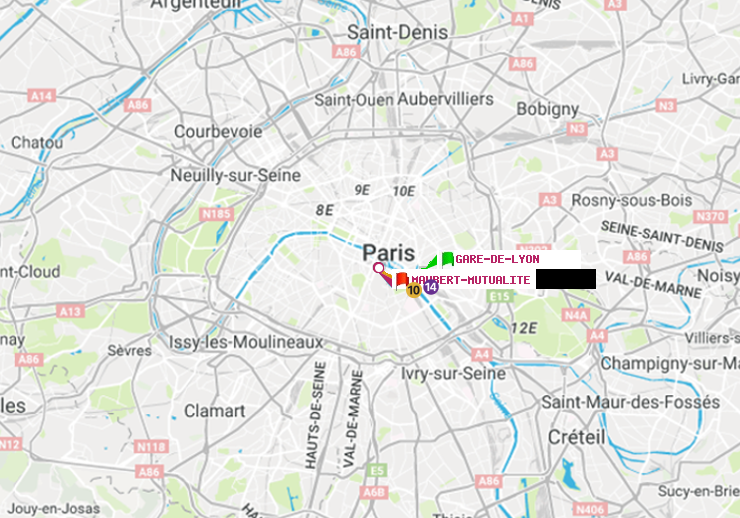 plan itinéraire ratp de Gare de Lyon à Maubert-Mutualité