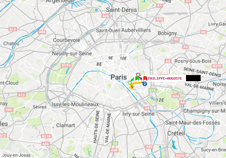 plan itinéraire ratp de Gare de Lyon à Philippe Auguste