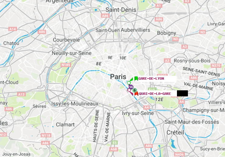 plan itinéraire ratp de Gare de Lyon à Quai de la Gare