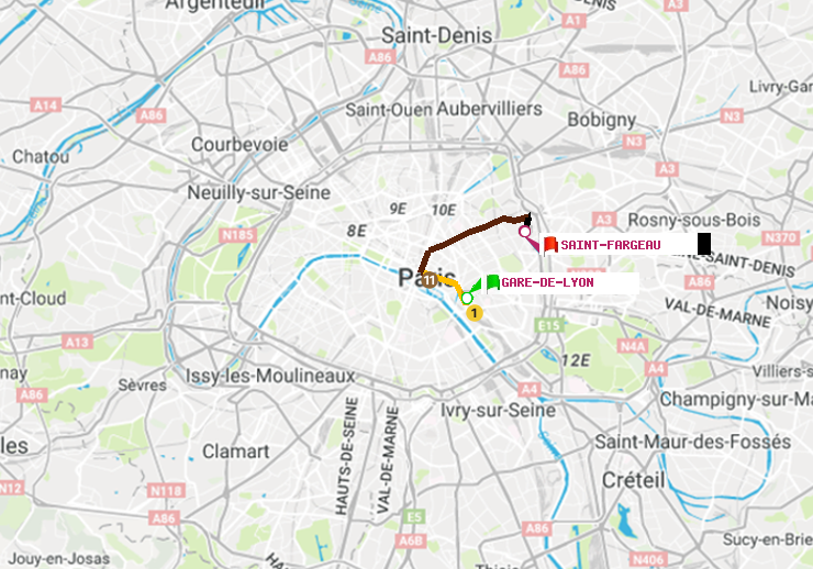 plan itinéraire ratp de Gare de Lyon à Saint-Fargeau