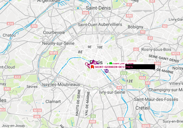 plan itinéraire ratp de Gare de Lyon à Saint-Germain des Prés