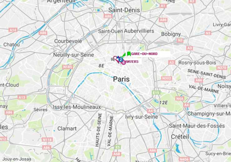 plan itinéraire ratp de Gare du Nord à Anvers