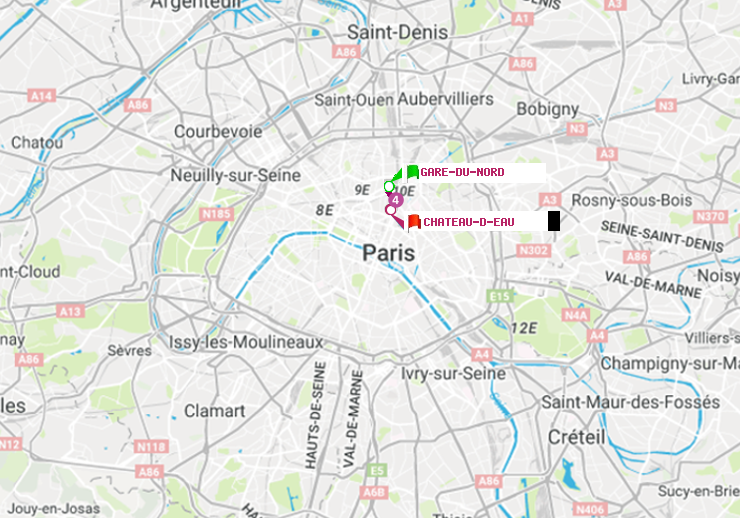 plan itinéraire ratp de Gare du Nord à Château d