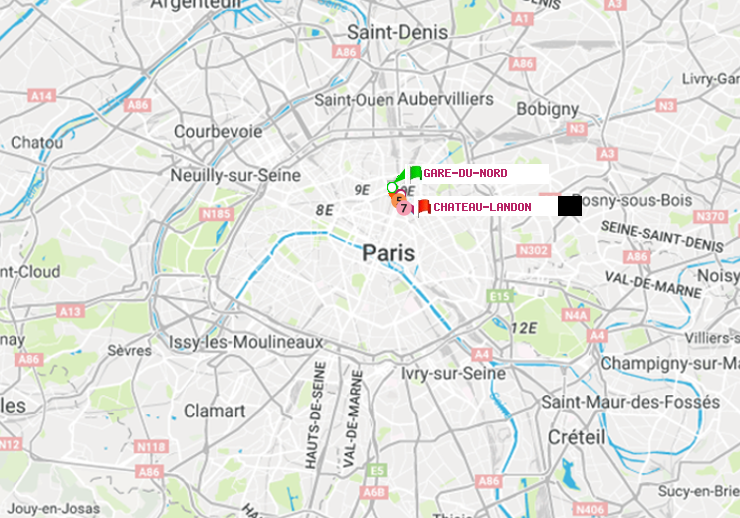 plan itinéraire ratp de Gare du Nord à Château Landon