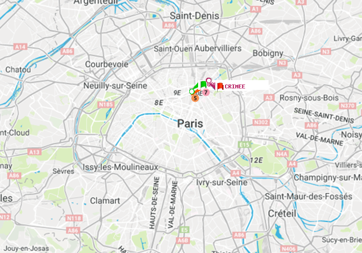 plan itinéraire ratp de Gare du Nord à Crimée
