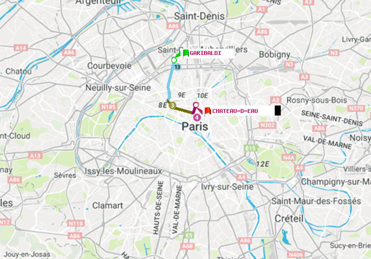 plan itinéraire ratp de Garibaldi à Château d