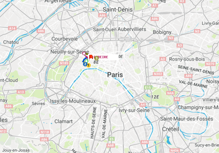 plan itinéraire ratp de George V à Péreire
