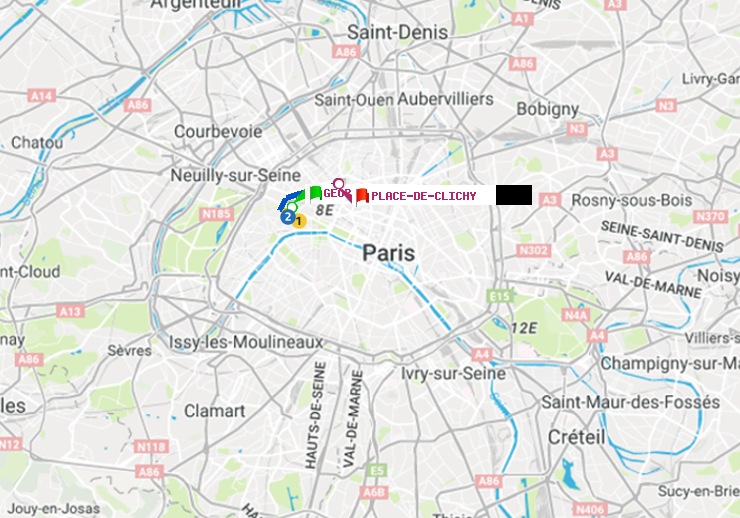 plan itinéraire ratp de George V à Place de Clichy
