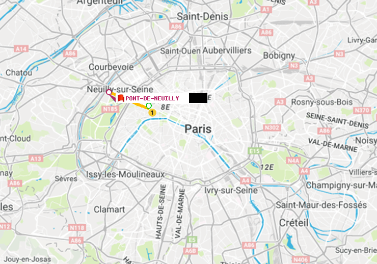 plan itinéraire ratp de George V à Pont de Neuilly