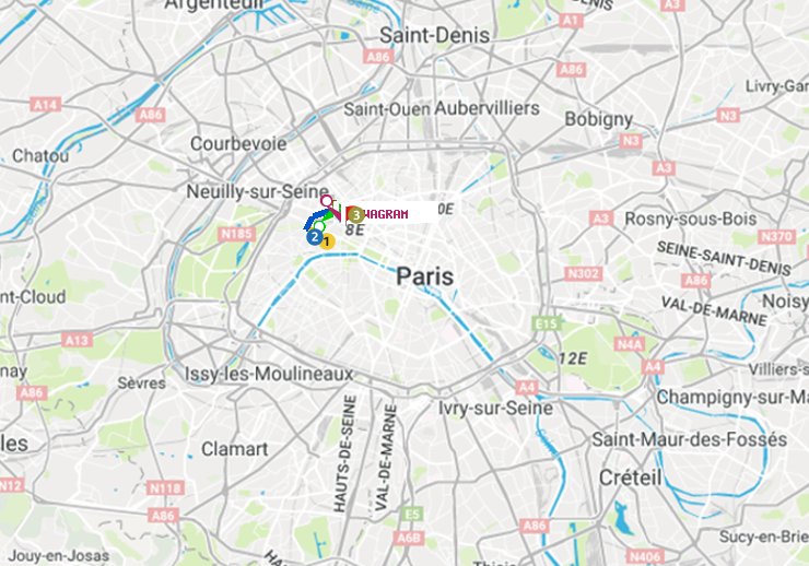 plan itinéraire ratp de George V à Wagram