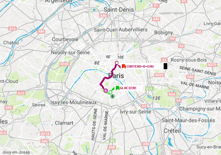 plan itinéraire ratp de Glacière à Château d
