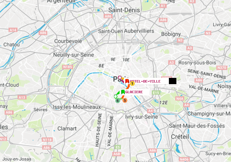 plan itinéraire ratp de Glacière à Hôtel de Ville