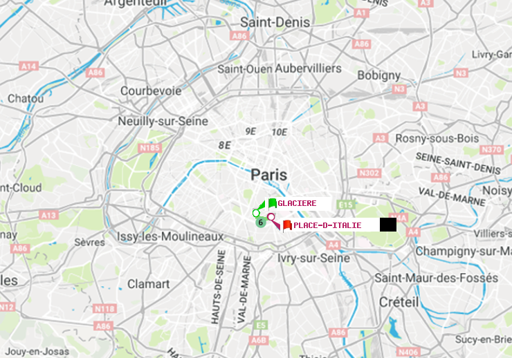 plan itinéraire ratp de Glacière à Place d