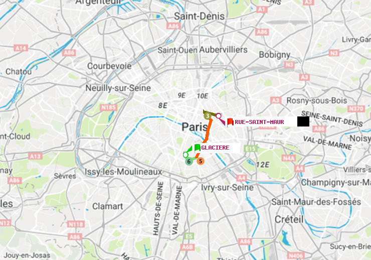 plan itinéraire ratp de Glacière à Rue Saint-Maur