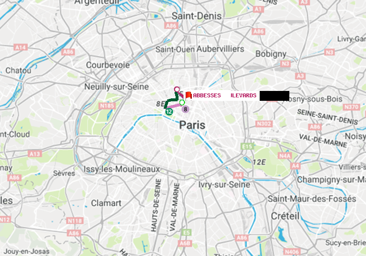 plan itinéraire ratp de Grands Boulevards à Abbesses