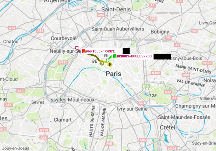 plan itinéraire ratp de Grands Boulevards à Anatole-France