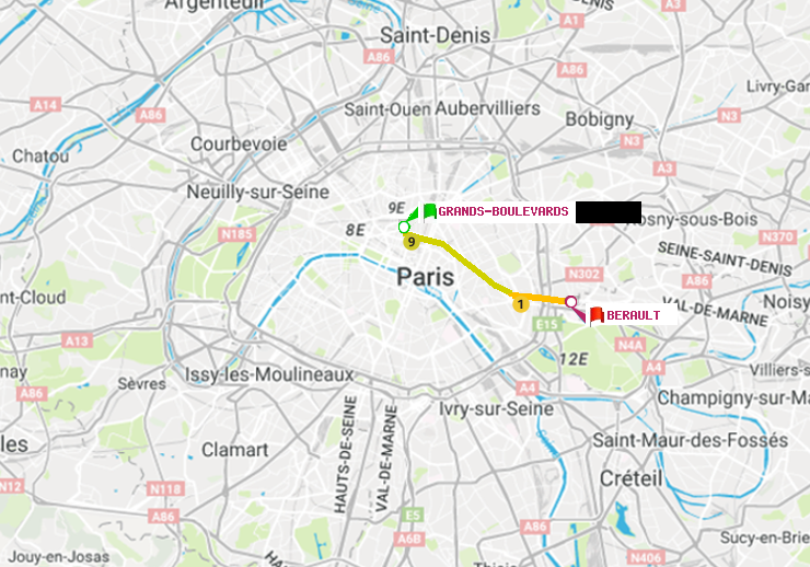 plan itinéraire ratp de Grands Boulevards à Bérault