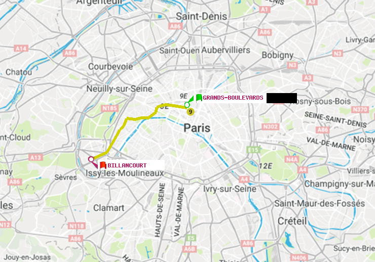 plan itinéraire ratp de Grands Boulevards à Billancourt
