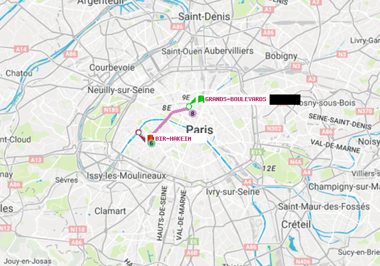 plan itinéraire ratp de Grands Boulevards à Bir-Hakeim (Grenelle)