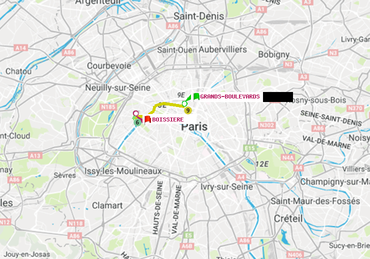 plan itinéraire ratp de Grands Boulevards à Boissière